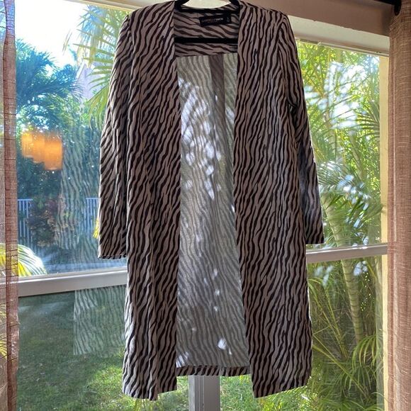 EUC open front duster jacket with shoulder pads size S - Picture 2 of 5